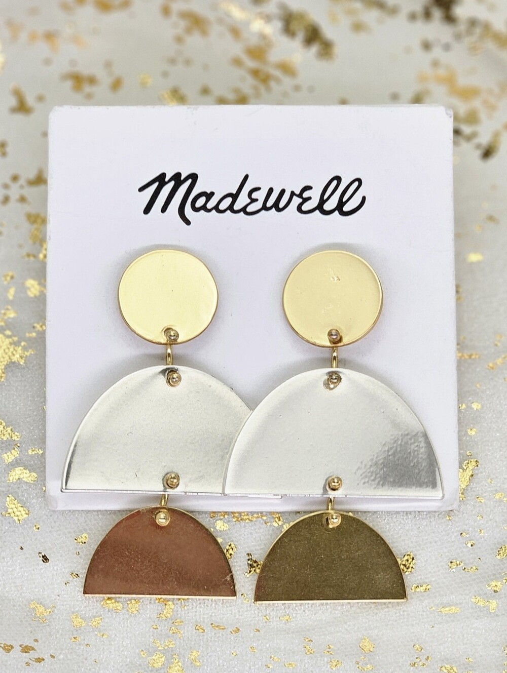 Madewell Mixed Metal Sculpture Statement Earrings Boho Modern Minimalist Classic
